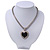 Silver Plated Black Resin 'Heart' Pendant Mesh Magnetic Choker Necklace - 38cm Length