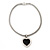 Silver Plated Black Resin 'Heart' Pendant Mesh Magnetic Choker Necklace - 38cm Length - view 7