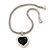 Silver Plated Black Resin 'Heart' Pendant Mesh Magnetic Choker Necklace - 38cm Length - view 2