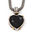 Silver Plated Black Resin 'Heart' Pendant Mesh Magnetic Choker Necklace - 34cm Length - view 2