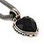 Silver Plated Black Resin 'Heart' Pendant Mesh Magnetic Choker Necklace - 34cm Length - view 3