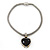 Silver Plated Black Resin 'Heart' Pendant Mesh Magnetic Choker Necklace - 34cm Length - view 8