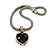 Silver Plated Black Resin 'Heart' Pendant Mesh Magnetic Choker Necklace - 34cm Length - view 4
