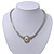Silver Plated Mesh Choker Necklace With Simulated Pearl Stone - 38cm Length - view 7