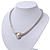 Silver Plated Mesh Choker Necklace With Simulated Pearl Stone - 38cm Length - view 8