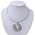 Round Wired Pendant Magnetic Choker In Silver Finish - 36cm Length