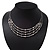 Rhodium Plated 4 Strand Beaded Magnetic Choker Necklace - 34cm Length - view 3