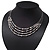 Rhodium Plated 4 Strand Beaded Magnetic Choker Necklace - 34cm Length - view 10