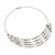 Rhodium Plated 4 Strand Beaded Magnetic Choker Necklace - 34cm Length - view 12
