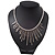 Silver Plated Hammered Asymmetrical Bib Magnetic Choker Necklace - 38cm Length