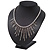 Silver Plated Hammered Asymmetrical Bib Magnetic Choker Necklace - 38cm Length - view 7