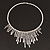 Silver Plated Hammered Asymmetrical Bib Magnetic Choker Necklace - 38cm Length - view 3