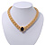 Gold Plated Mesh Magnetic Choker Necklace With Black Stone - 38cm Length - view 7