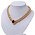 Gold Plated Mesh Magnetic Choker Necklace With Black Stone - 38cm Length - view 12