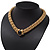Gold Plated Mesh Magnetic Choker Necklace With Black Stone - 38cm Length - view 11