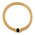 Gold Plated Mesh Magnetic Choker Necklace With Black Stone - 38cm Length - view 2