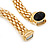 Gold Plated Mesh Magnetic Choker Necklace With Black Stone - 38cm Length - view 4