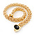 Gold Plated Mesh Magnetic Choker Necklace With Black Stone - 38cm Length - view 6