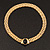 Gold Plated Mesh Magnetic Choker Necklace With Black Stone - 38cm Length - view 8