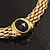 Gold Plated Mesh Magnetic Choker Necklace With Black Stone - 38cm Length - view 10