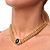 Gold Plated Mesh Magnetic Choker Necklace With Black Stone - 38cm Length - view 5