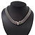 Rhodium Plated Mesh Choker With Diamante Magnetic Clasp - 40cm Length - view 2