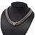 Rhodium Plated Mesh Choker With Diamante Magnetic Clasp - 40cm Length - view 14