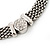 Rhodium Plated Mesh Choker With Diamante Magnetic Clasp - 40cm Length - view 12