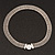 Rhodium Plated Mesh Choker With Diamante Magnetic Clasp - 40cm Length - view 7