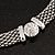 Rhodium Plated Mesh Choker With Diamante Magnetic Clasp - 40cm Length - view 9