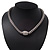 Stylish Mesh Diamante Magnetic Choker Necklace In Rhodium Plated Metal - 38cm Length