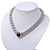 Rhodium Plated Mesh Magnetic Choker Necklace With Black Stone - 38cm Length - view 12