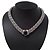 Rhodium Plated Mesh Magnetic Choker Necklace With Black Stone - 38cm Length - view 8
