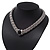 Rhodium Plated Mesh Magnetic Choker Necklace With Black Stone - 38cm Length - view 13