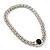 Rhodium Plated Mesh Magnetic Choker Necklace With Black Stone - 38cm Length - view 14