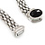 Rhodium Plated Mesh Magnetic Choker Necklace With Black Stone - 38cm Length - view 6
