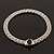 Rhodium Plated Mesh Magnetic Choker Necklace With Black Stone - 38cm Length - view 15