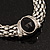 Rhodium Plated Mesh Magnetic Choker Necklace With Black Stone - 38cm Length - view 7