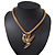 Gold Plated 'Bird' Pendant Mesh Magnetic Choker Necklace - 38cm Length - view 3
