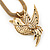 Gold Plated 'Bird' Pendant Mesh Magnetic Choker Necklace - 38cm Length - view 8