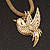 Gold Plated 'Bird' Pendant Mesh Magnetic Choker Necklace - 38cm Length - view 4