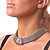 Wide Chunky Mesh Magnetic Choker Necklace In Silver Plating - 40cm Length - view 5