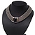 Wide Chunky Mesh Magnetic Choker Necklace With Black Stone In Silver Plating - 40cm Length - view 13