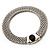 Wide Chunky Mesh Magnetic Choker Necklace With Black Stone In Silver Plating - 40cm Length - view 14