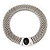 Wide Chunky Mesh Magnetic Choker Necklace With Black Stone In Silver Plating - 40cm Length - view 2