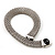 Wide Chunky Mesh Magnetic Choker Necklace With Black Stone In Silver Plating - 40cm Length - view 4