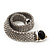 Wide Chunky Mesh Magnetic Choker Necklace With Black Stone In Silver Plating - 40cm Length - view 10