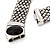 Wide Chunky Mesh Magnetic Choker Necklace With Black Stone In Silver Plating - 40cm Length - view 12