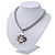 Rhodium Plated 'Flower' Pendant Mesh Magnetic Necklace - 38cm Length - view 11