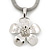 Rhodium Plated 'Flower' Pendant Mesh Magnetic Necklace - 38cm Length - view 10